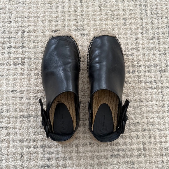 CELINE Black Leather Espadrilles with leather strap/buckle, Women Size 38 - Picture 8 of 9